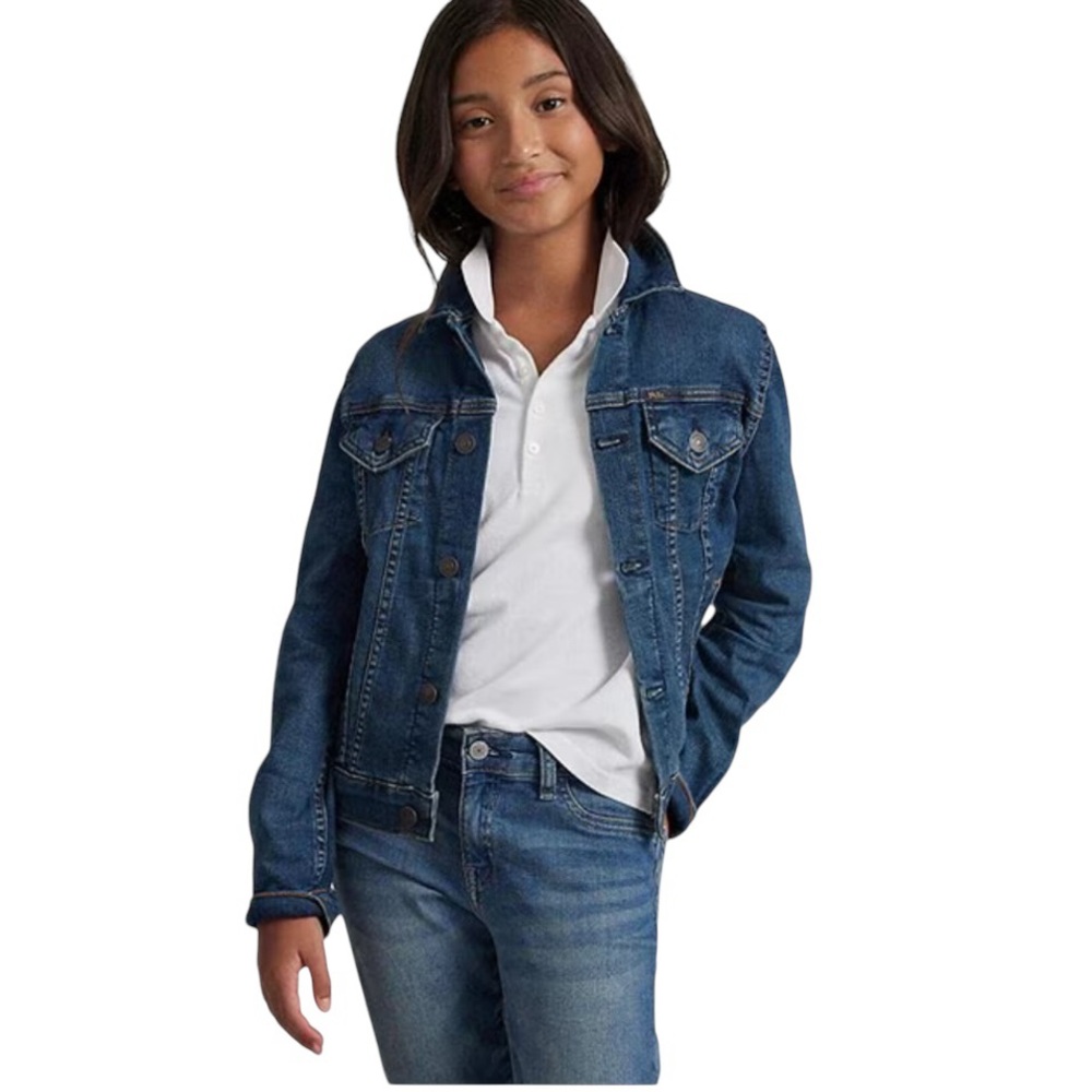 Ralph Lauren Polo Kids Blue Denim Trucker Jacket Size 12